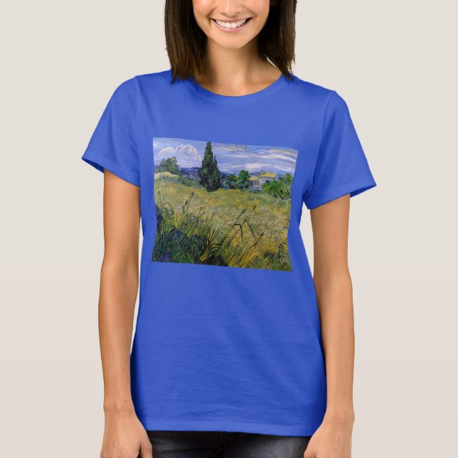 Grönt Wheat Fält med Cypress av Vincent van Gogh T Shirt (Framsida)