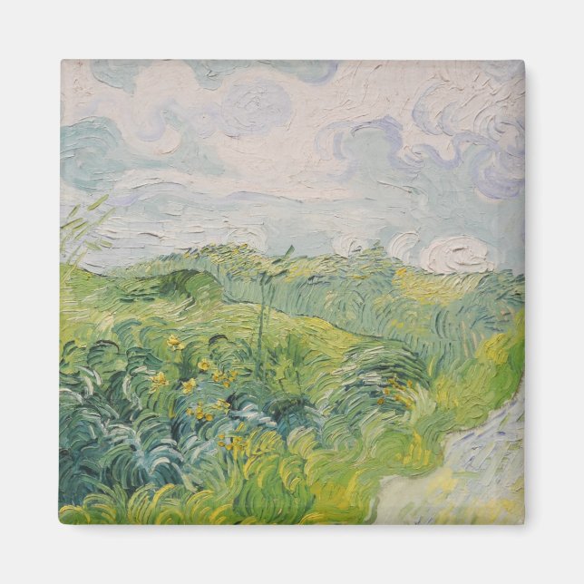 Grönt Wheat Fält - Van Gogh - c1889 Magnet (Framsidan)
