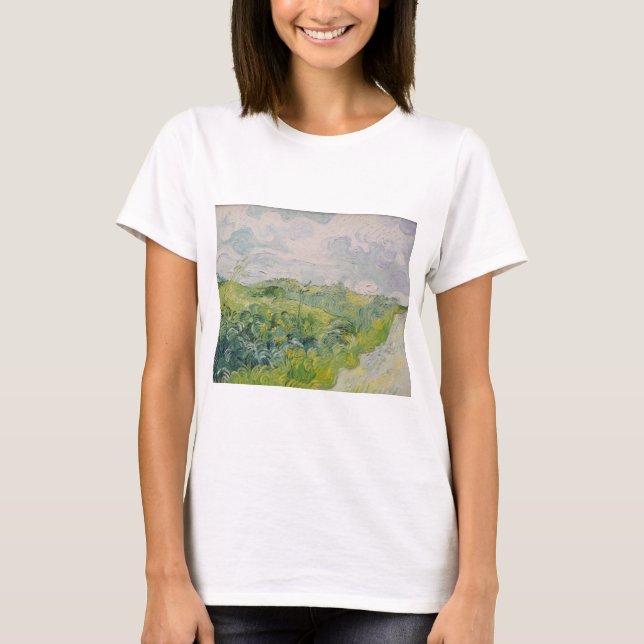 Grönt Wheat Fält - Van Gogh - c1889 T Shirt (Framsida)
