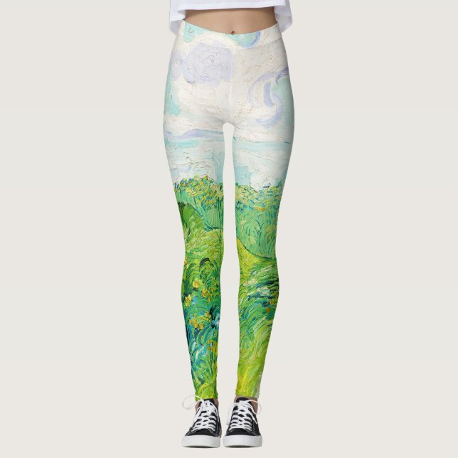 Grönt Wheat Fält, Van Gogh Leggings (Framsida)