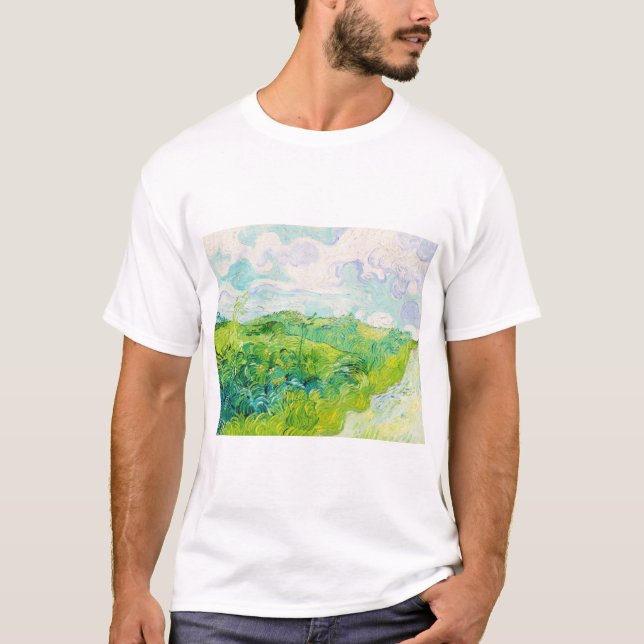 Grönt Wheat Fält, Van Gogh T Shirt (Framsida)