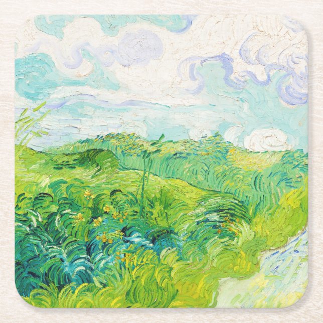 Grönt Wheat Fält, Van Gogh Underlägg Papper Kvadrat (Framsidan)