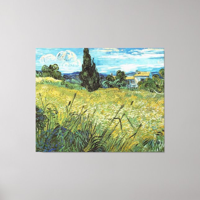 Grönt Wheat Fält Vincent van Gogh Canvastryck (Framsida)