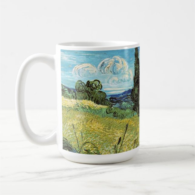 Grönt Wheat Fält Vincent van Gogh Kaffemugg (Vänster)