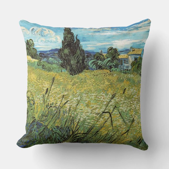 Grönt Wheat Fält Vincent van Gogh Kudde (Framsida)