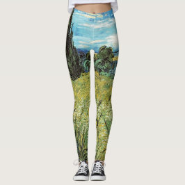 Grönt Wheat Fält Vincent van Gogh Leggings