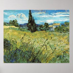 Grönt Wheat Fält Vincent van Gogh Poster