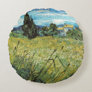 Grönt Wheat Fält Vincent van Gogh Rund Kudde