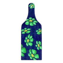 Grönt Whimsical Flowers Daisys on Blue Background