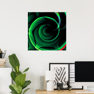 Grönt Whirlpool Psychedelic Hypnotic Swirl Vortex Poster