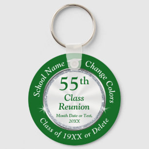 Grönt White, 55:e klass Reunion, ANY YEAR, FÄRG Nyckelring