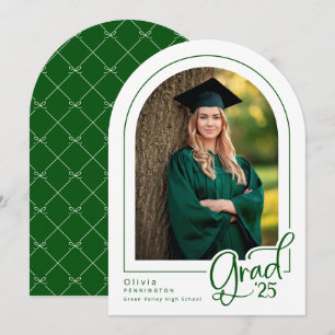 Grönt White Arch Photo Studenten annons Inbjudningar