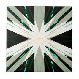 Grönt White Beige Winter Star Starburst Snowflake Kakelplatta