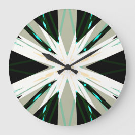 Grönt White Beige Winter Star Starburst Snowflake Stor Klocka