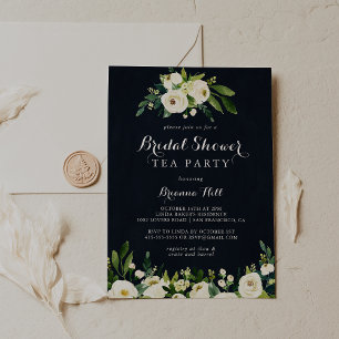 Grönt White Blommigt Blue Möhippa Tea Party Inbjudningar