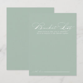 Grönt White Calligraphy Bröllop Bucket List Cards Vykort