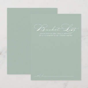 Grönt White Calligraphy Bröllop Bucket List Cards Vykort