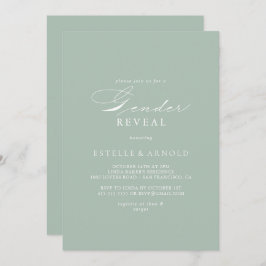 Grönt White Calligraphy Gender Reveal Party Inbjudningar