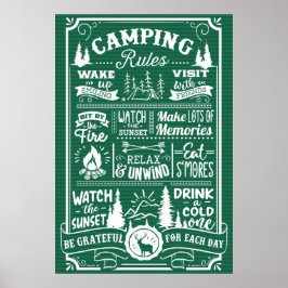 Grönt White Camping Regler Poster