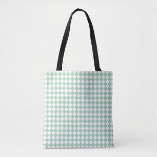 Grönt White Checker Diamond Mönster Shoulder Tygkasse