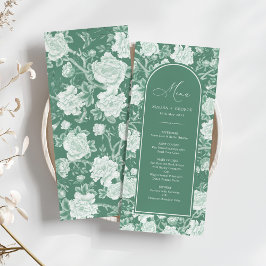 Grönt White Chinoiserie Blommigt Porcelain Menu Ca Inbjudningar