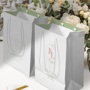 Grönt White Coral Monogram Bröllop Tack