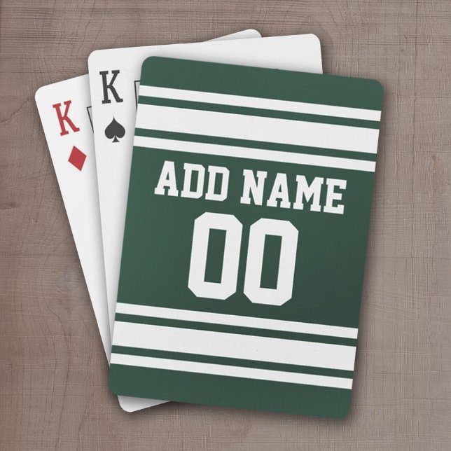 Grönt White Football Jersey-eget namn nummer Spel Kort (Football Jersey personalized playing cards)