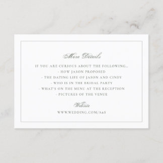 Grönt White Framework Elegant Monogram Bröllop Tilläggskort