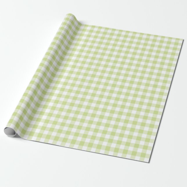 GRÖNT & WHITE GINGHAM PLAID PRESENTPAPPER (Utrullad)