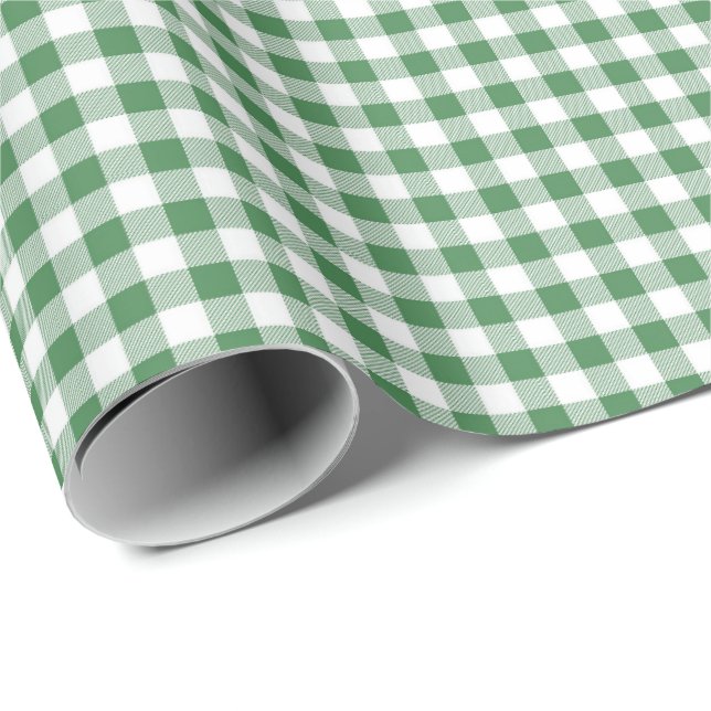 Grönt | White Gingham Wrapping Papper Presentpapper (Rullad Hörn)