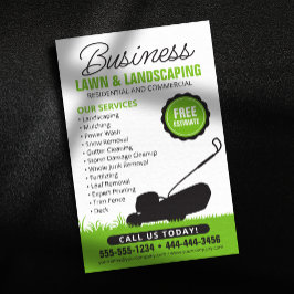 Grönt white Gräsmatta Landscaping Service Lawncare Flygblad