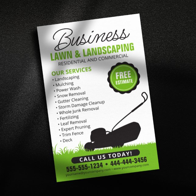 Grönt white Gräsmatta Landscaping Service Lawncare Flygblad (Skapare uppladdad)