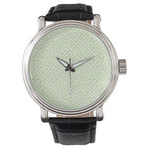 Grönt & White Grekiska Nyckel Watch Armbandsur