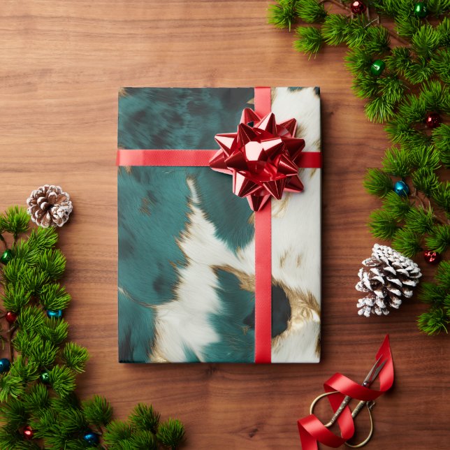 Grönt White Guld Leopard Presentpapper (Julgåva)