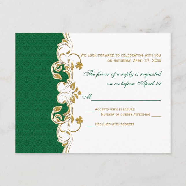 Grönt White Guld Scrollsar, Shamrocks OSA kort (Framsida)