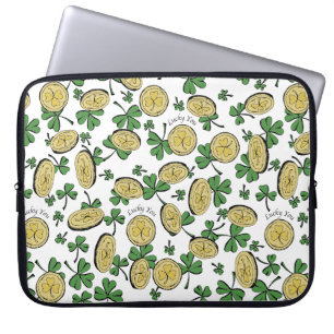 Grönt White & Guld St Patrick's Lucky You Shamrock Laptop Fodral