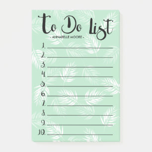 Grönt & White Handflatan Löv to Do List Post-it Block