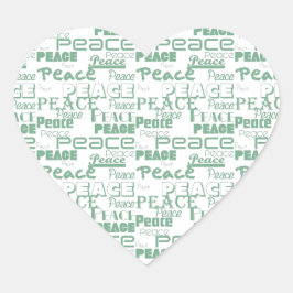 Grönt White Inspirational Peace Hjärtformat Klistermärke