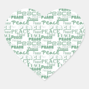 Grönt White Inspirational Peace Hjärtformat Klistermärke