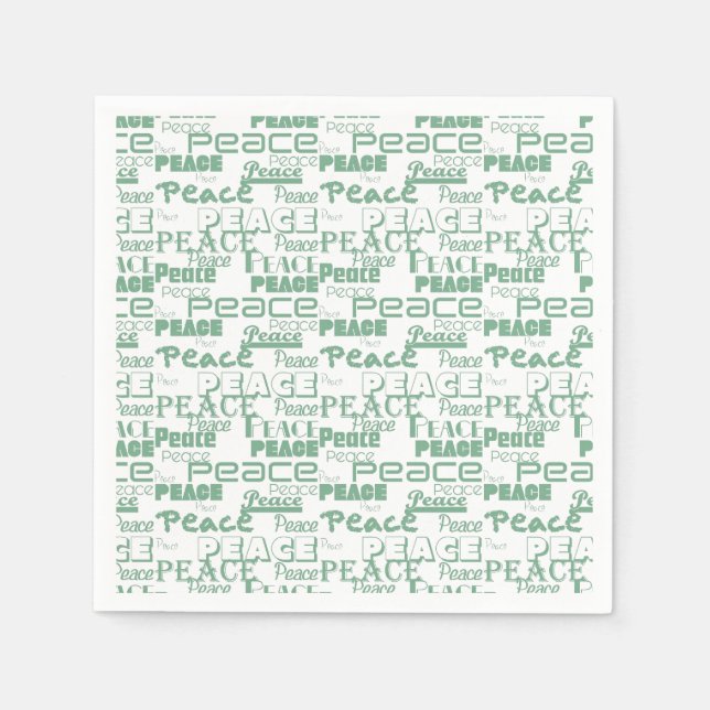 Grönt White Inspirational Peace Pappersservett (Framsidan)