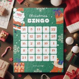 Grönt White jul Bingo Jigszawa Puzzle Pussel