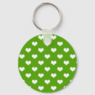 Grönt White Kärlek Heart Mönster Design Nyckelring