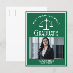 Grönt White Law School Photo Studenten Meddelande Vykort