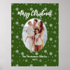 Grönt White Modern Family Photo God jul Poster