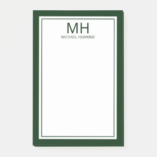 Grönt White Monogrammed Manar Post-it Block