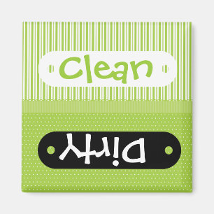 Grönt White Mönster Clean Dirty Dishwasher Magne Magnet