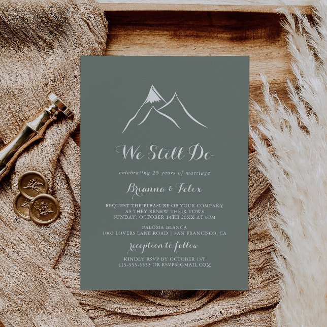 Grönt White Mountain Vi fortsätter att förnya Vow Inbjudningar (Skapare uppladdad)