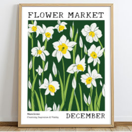 Grönt White Narcissus December Birth Flower Market Poster