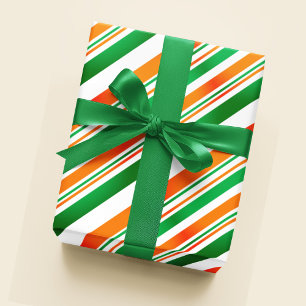 Grönt White Orange Irish Flagga Färg Modern Trendi Presentpapper