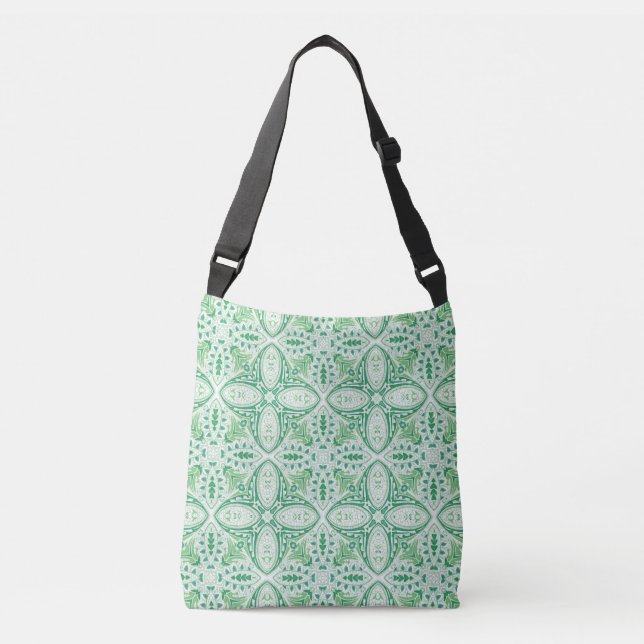 Grönt & White Paisley Crossbody Bag Axelväska (Framsida)